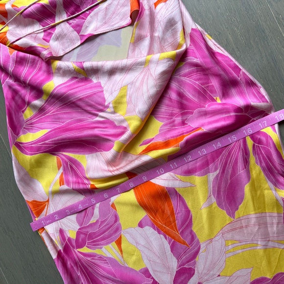 Retrofete Keaton Botanical Floral Pink Silk Strapless Gown Maxi Dress - SMALL - Picture 12 of 13